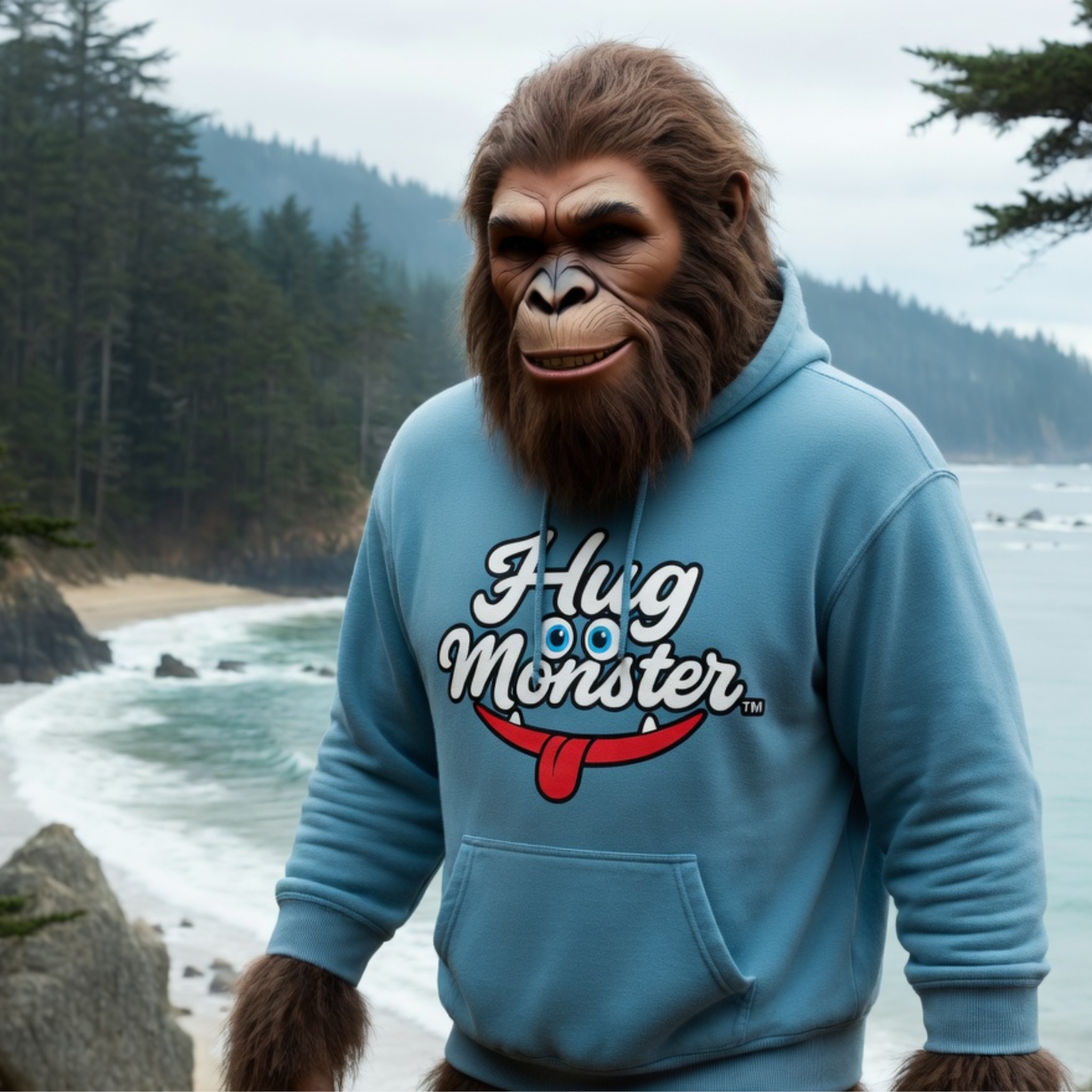 Hug Monster 1270 Hoodie - Light Blue