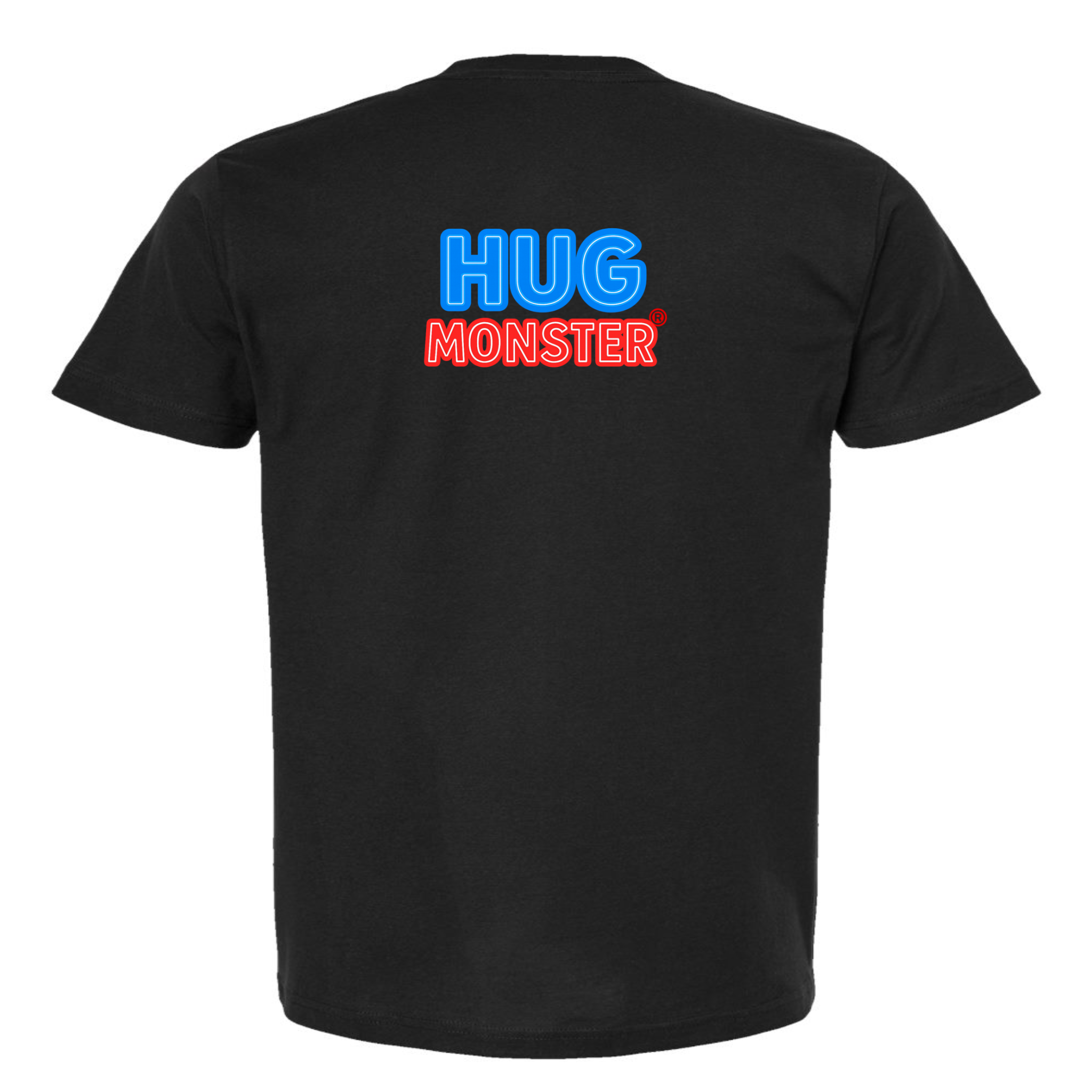 Hug Monster Classic Bold Outline T-Shirt - Positive Message Graphic Tee in Black – Back View