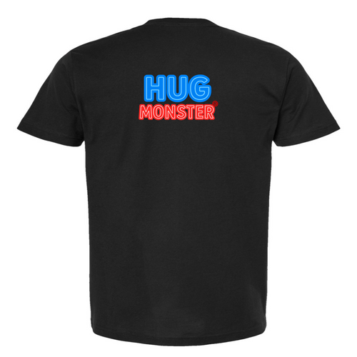 Hug Monster Classic Bold Outline T-Shirt - Positive Message Graphic Tee in Black – Back View