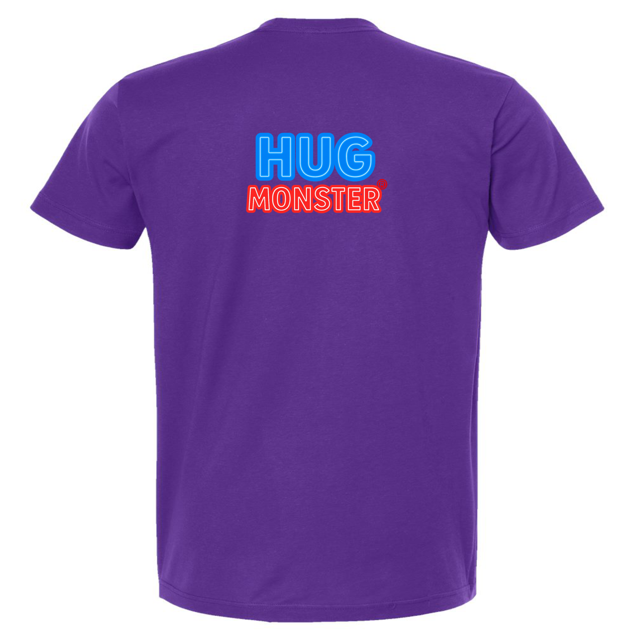 Hug Monster Classic Bold Outline T-Shirt - Positive Message Graphic Tee in Purple – Back View