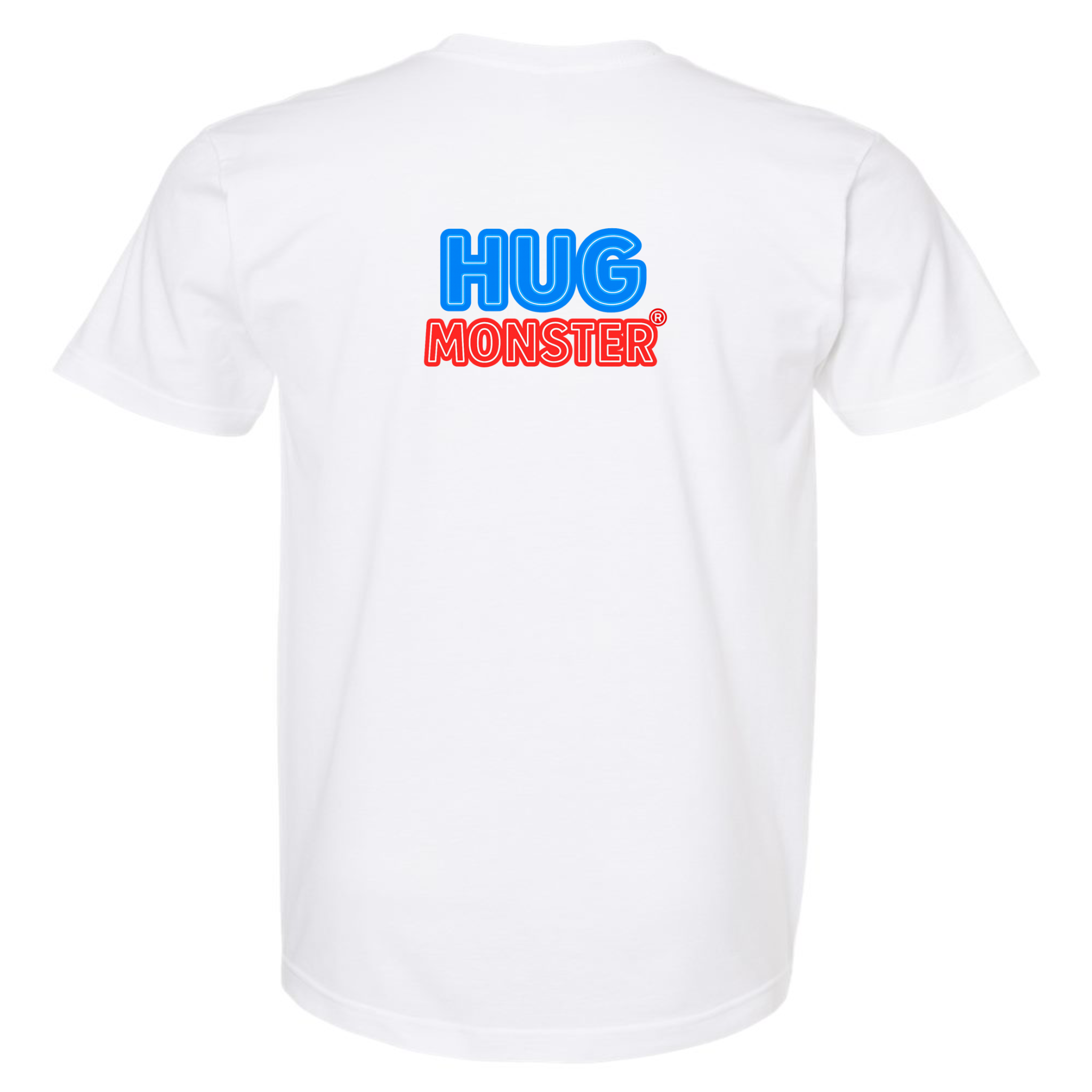 Hug Monster Classic Bold Outline T-Shirt - Positive Message Graphic Tee in White – Back View