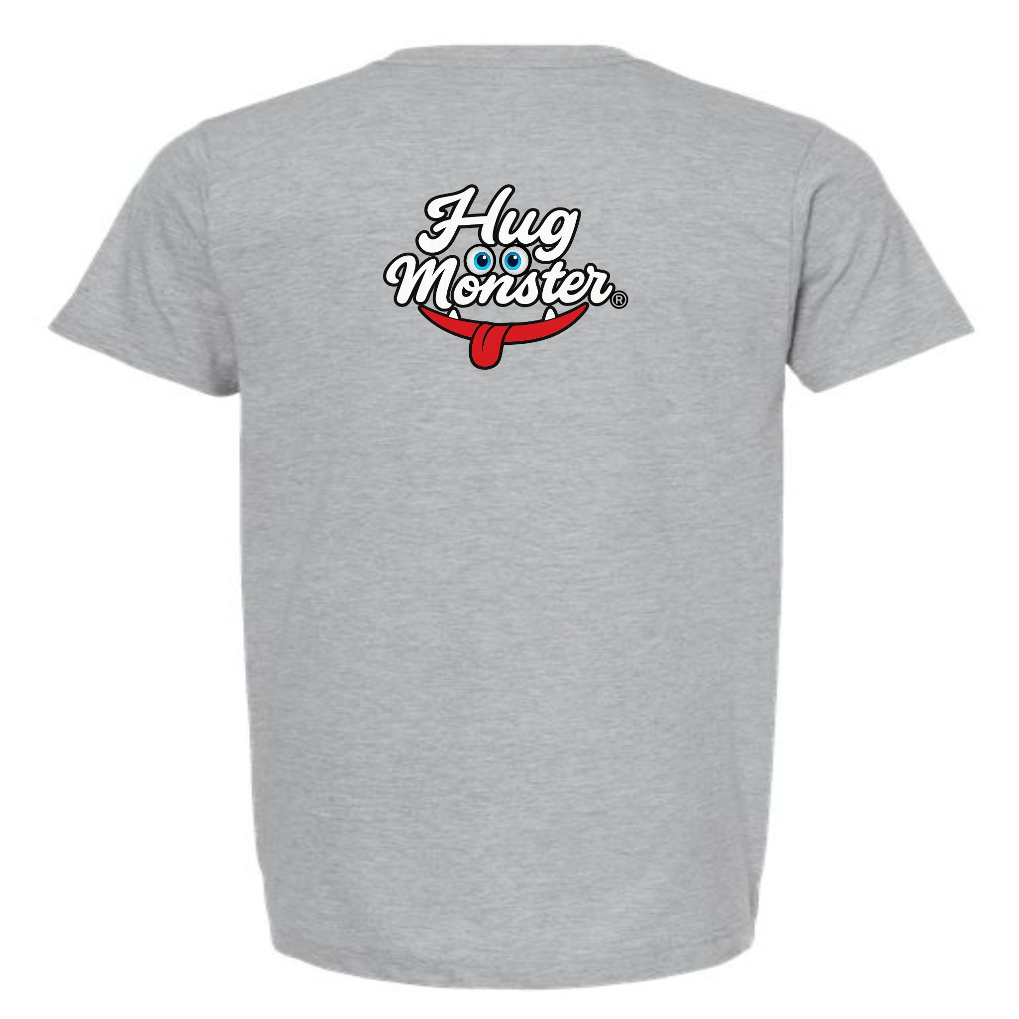 Hug Monster Classic Original Logo T-Shirt - Positive Message Graphic Tee in Heather Grey – Back View