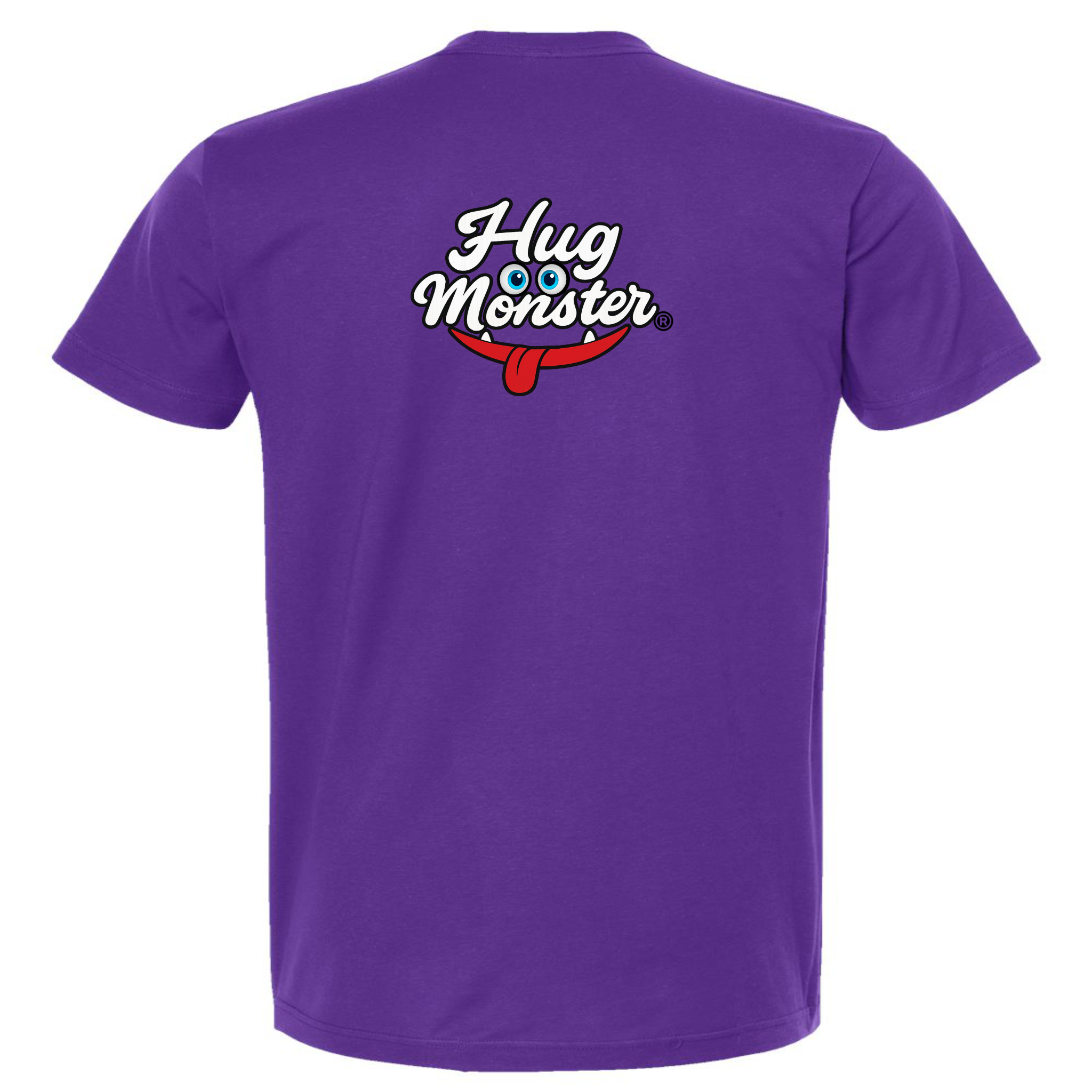 Hug Monster Classic Original Logo T-Shirt - Positive Message Graphic Tee in Purple – Back View