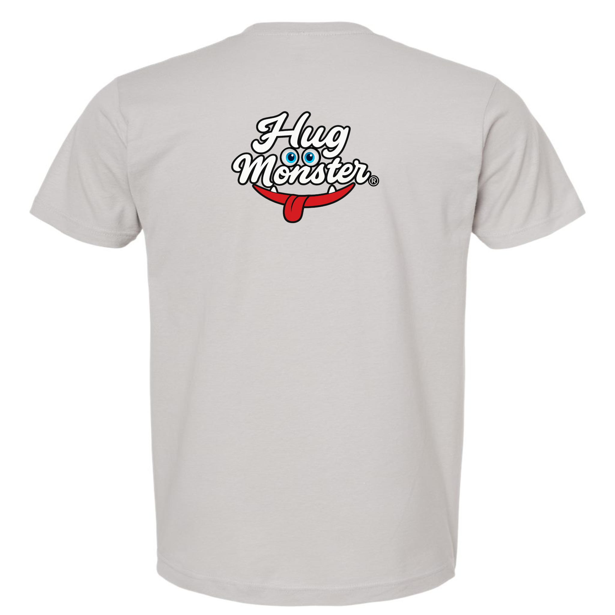 Hug Monster Classic Original Logo T-Shirt - Positive Message Graphic Tee in Silver – Back View