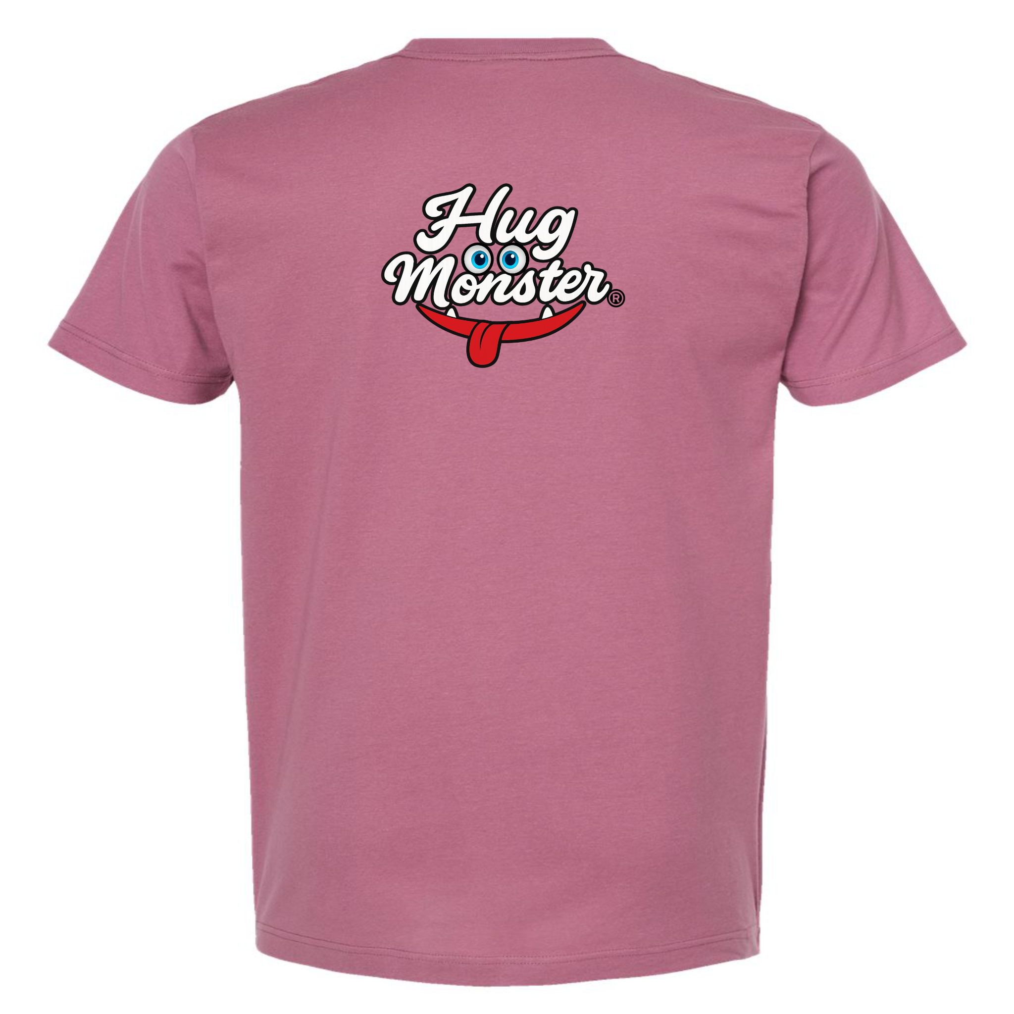 Hug Monster Classic Original Logo T-Shirt - Positive Message Graphic Tee in Soft Dusty Rose Pink – Back View