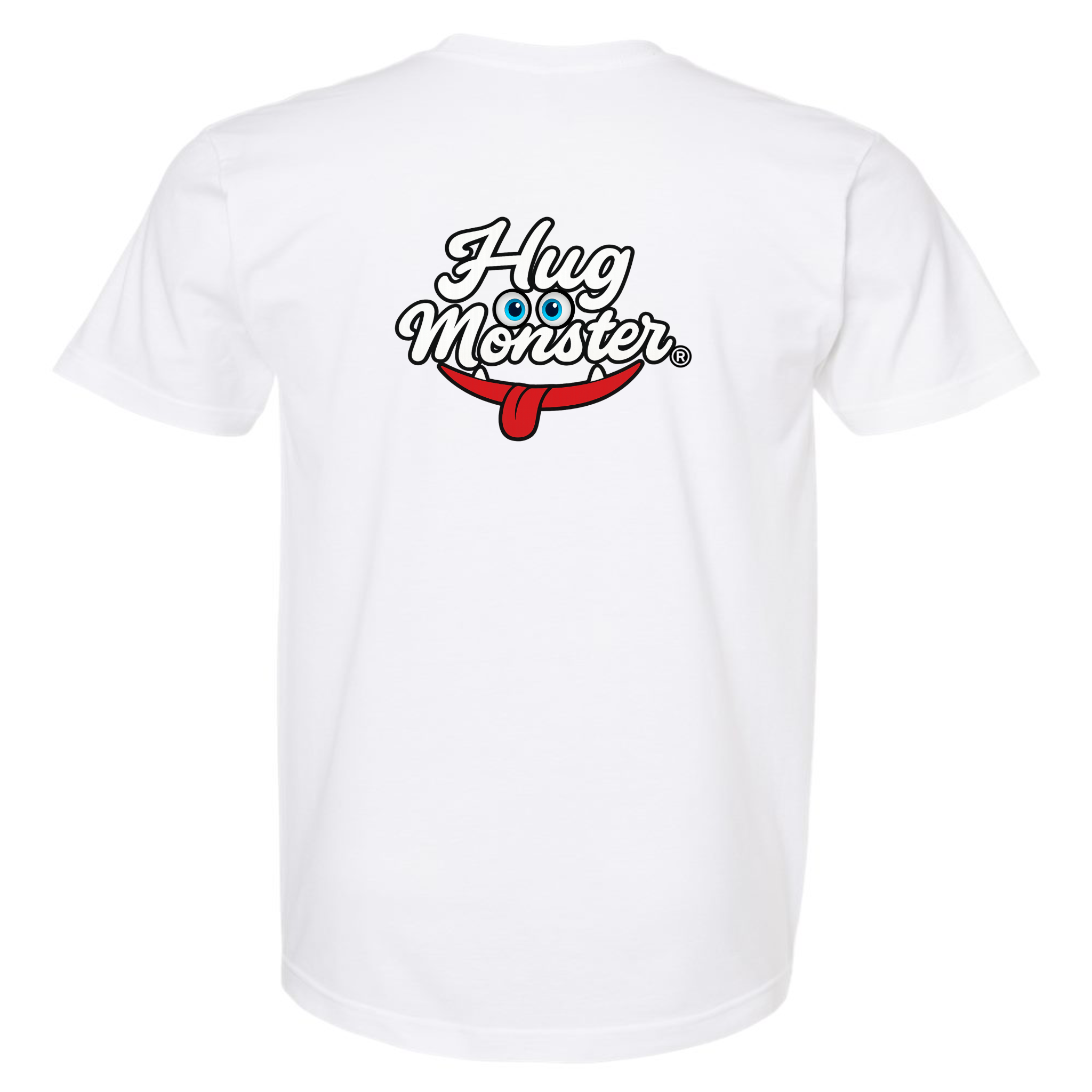 Hug Monster Classic Original Logo T-Shirt - Positive Message Graphic Tee in White – Back View