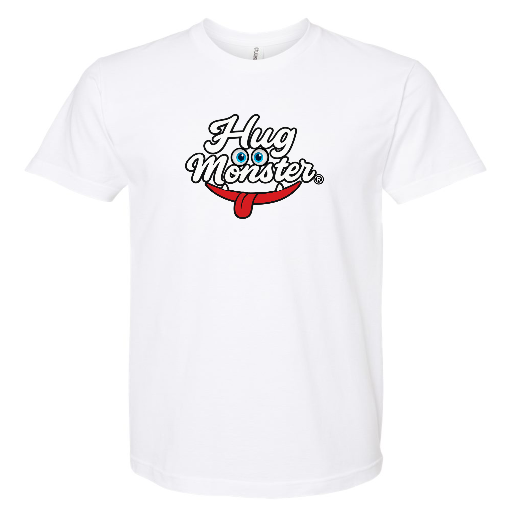 Hug Monster Classic Original Logo T-Shirt - Positive Message Graphic Tee in White – Front View