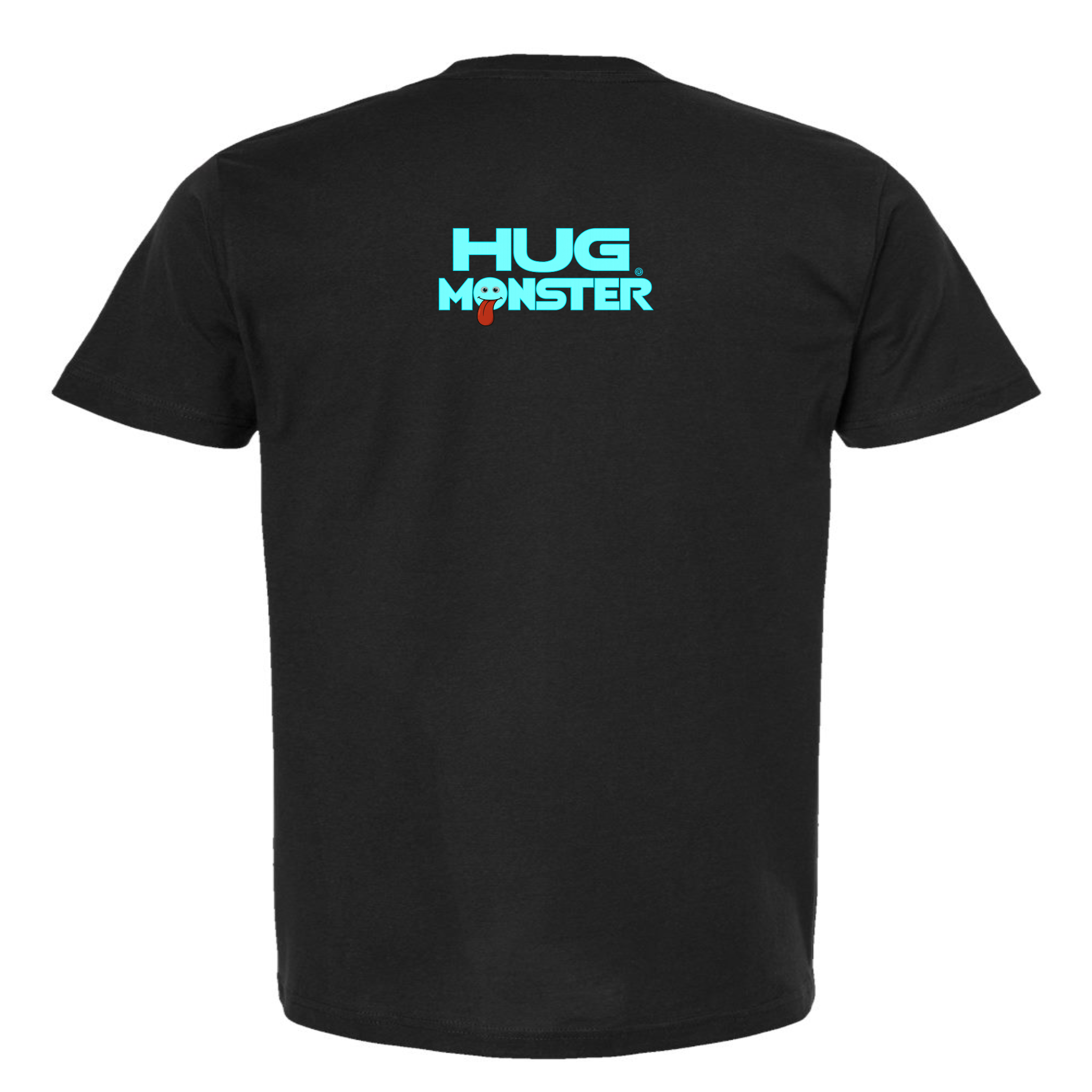 Hug Monster Classic Smile T-Shirt - Positive Message Graphic Tee in Black – Back View
