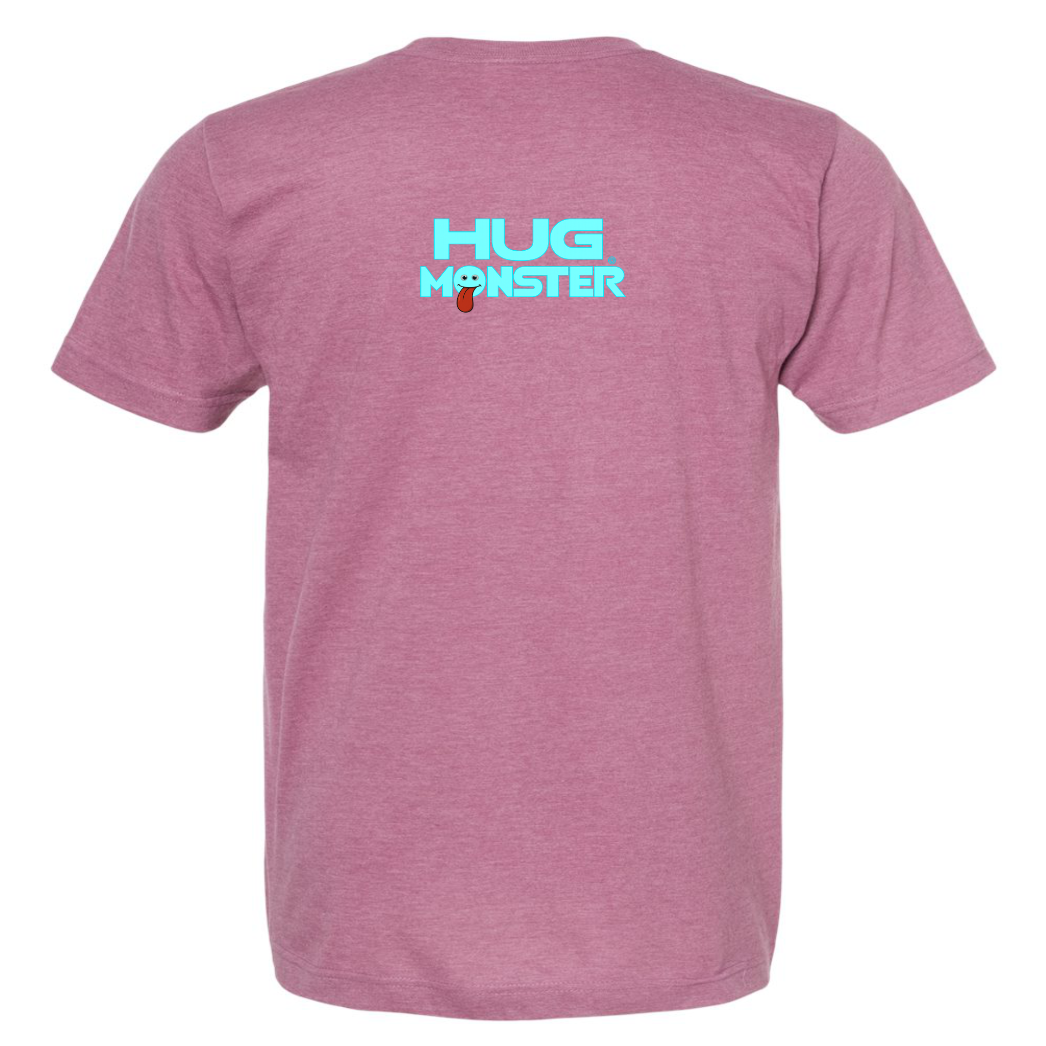 Hug Monster Classic Smile T-Shirt - Positive Message Graphic Tee in Heather Dusty Rose Pink – Back View
