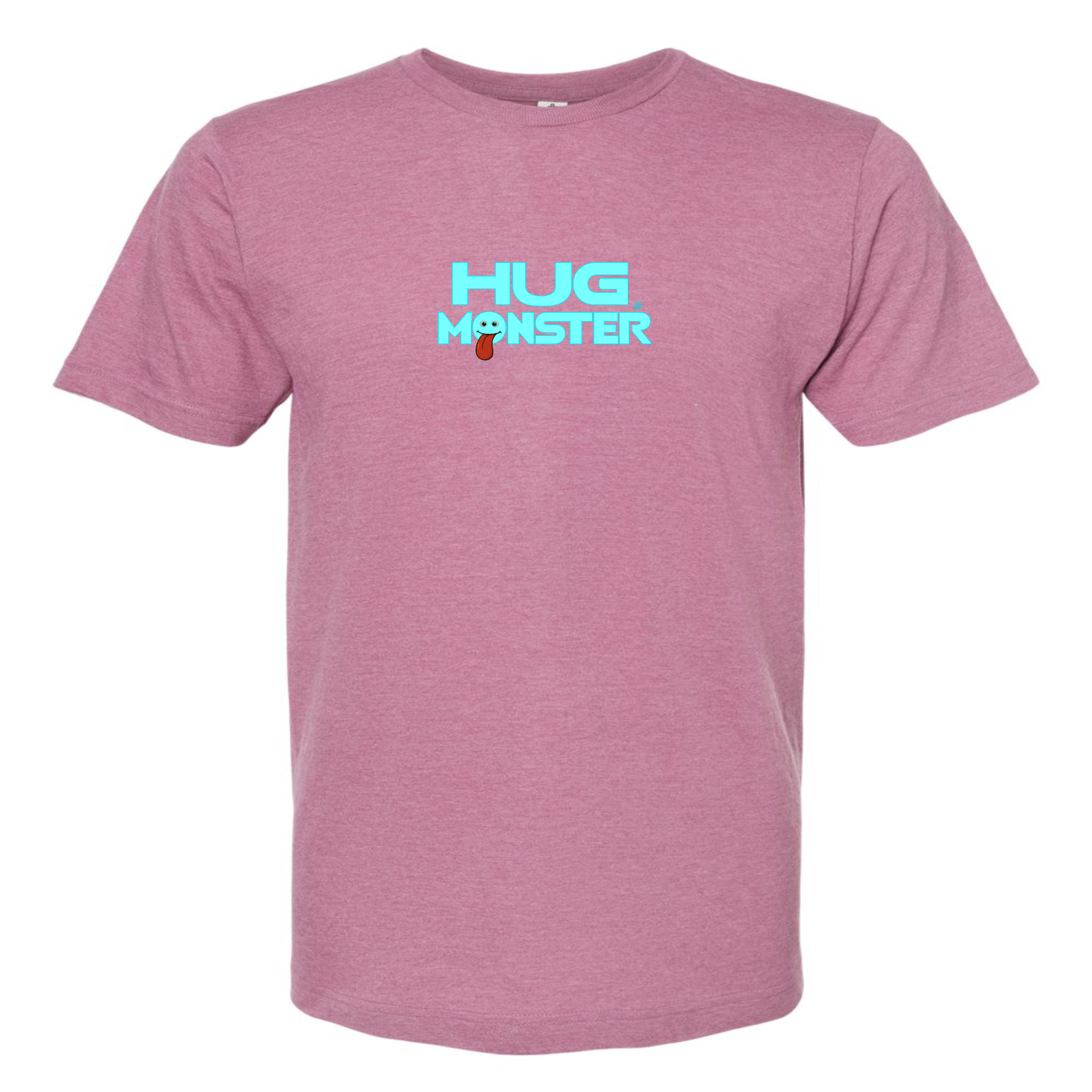 Hug Monster Classic Smile T-Shirt - Positive Message Graphic Tee in Heather Dusty Rose Pink – Front View