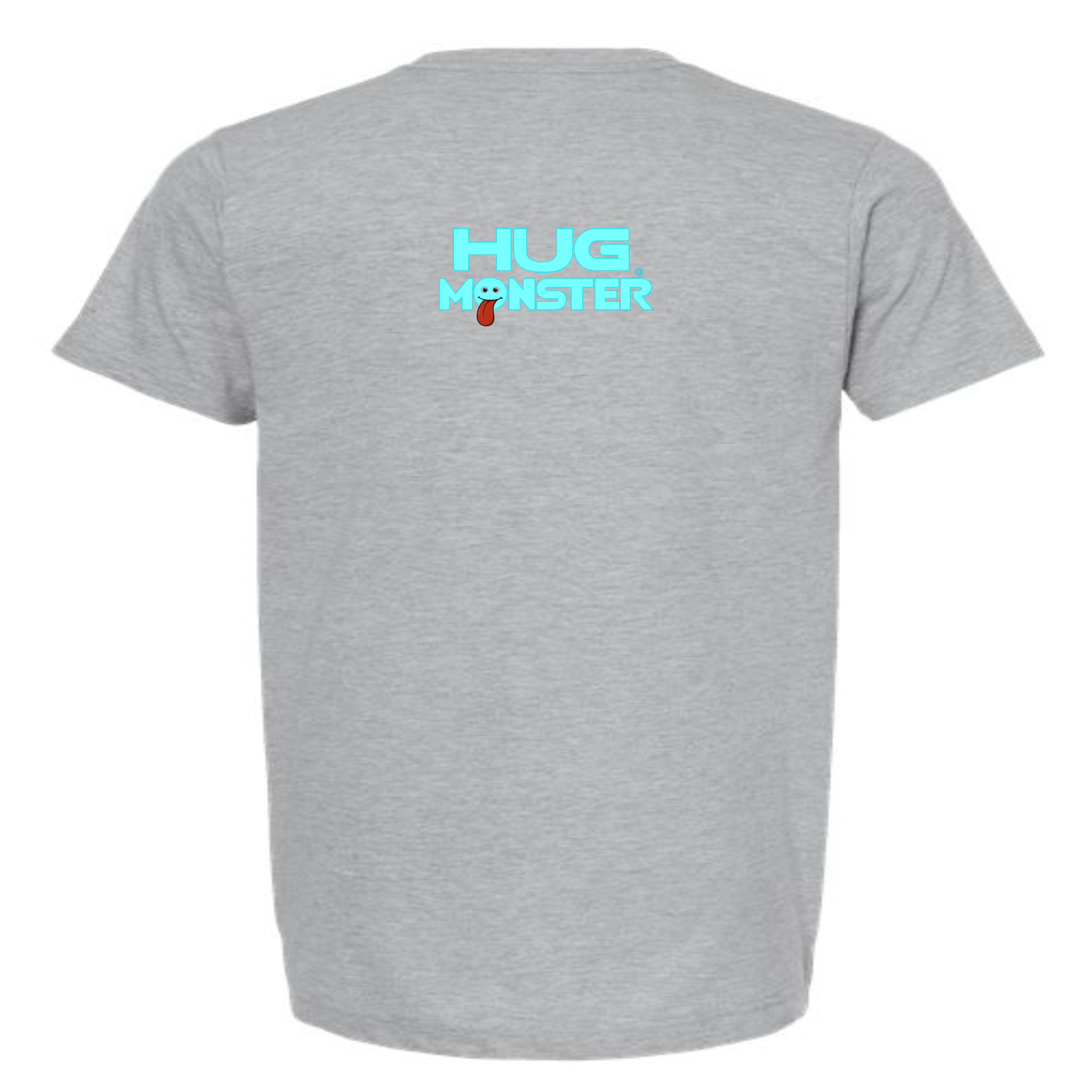 Hug Monster Classic Smile T-Shirt - Positive Message Graphic Tee in Heather Grey – Back View