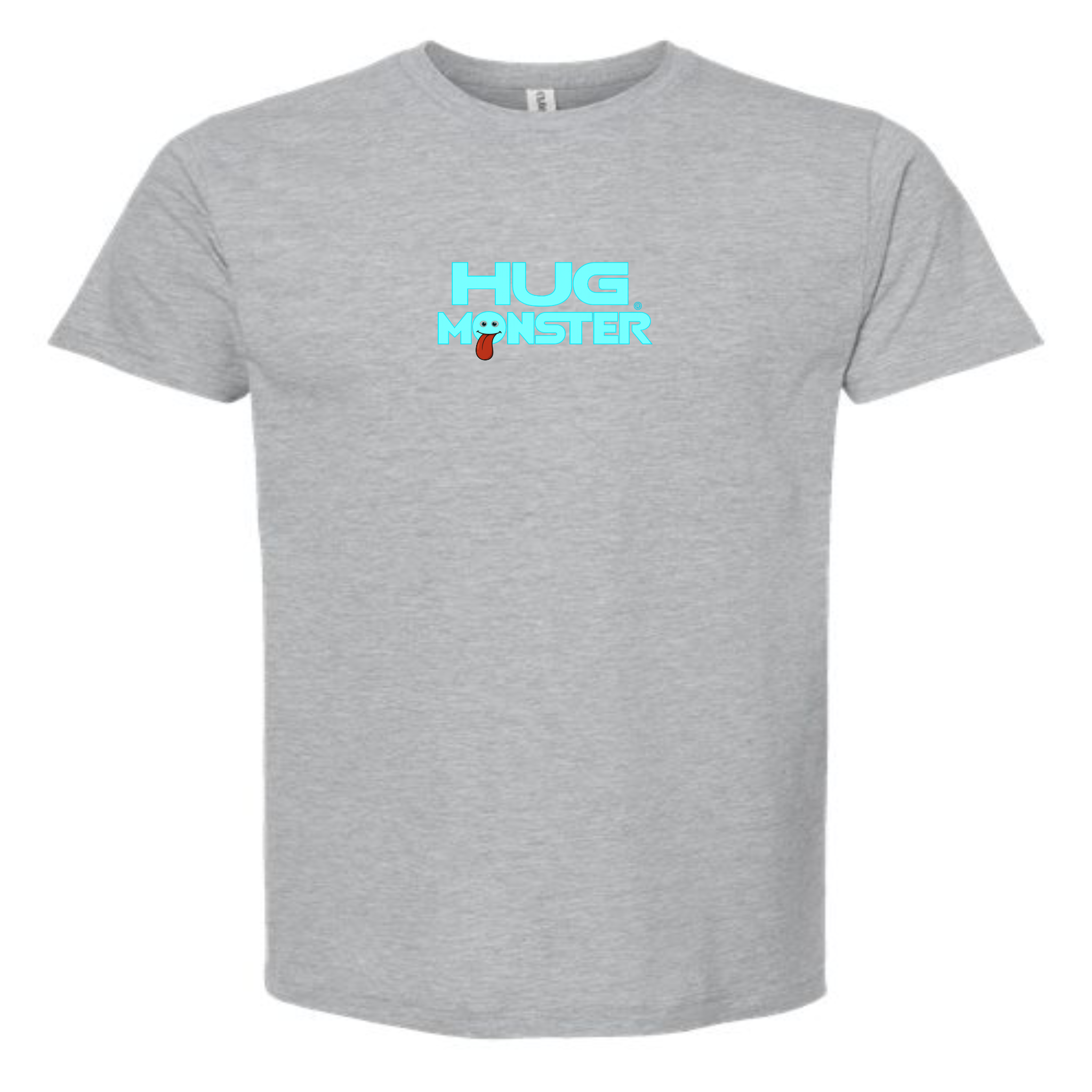 Hug Monster Classic Smile T-Shirt - Positive Message Graphic Tee in Heather Grey – Front View