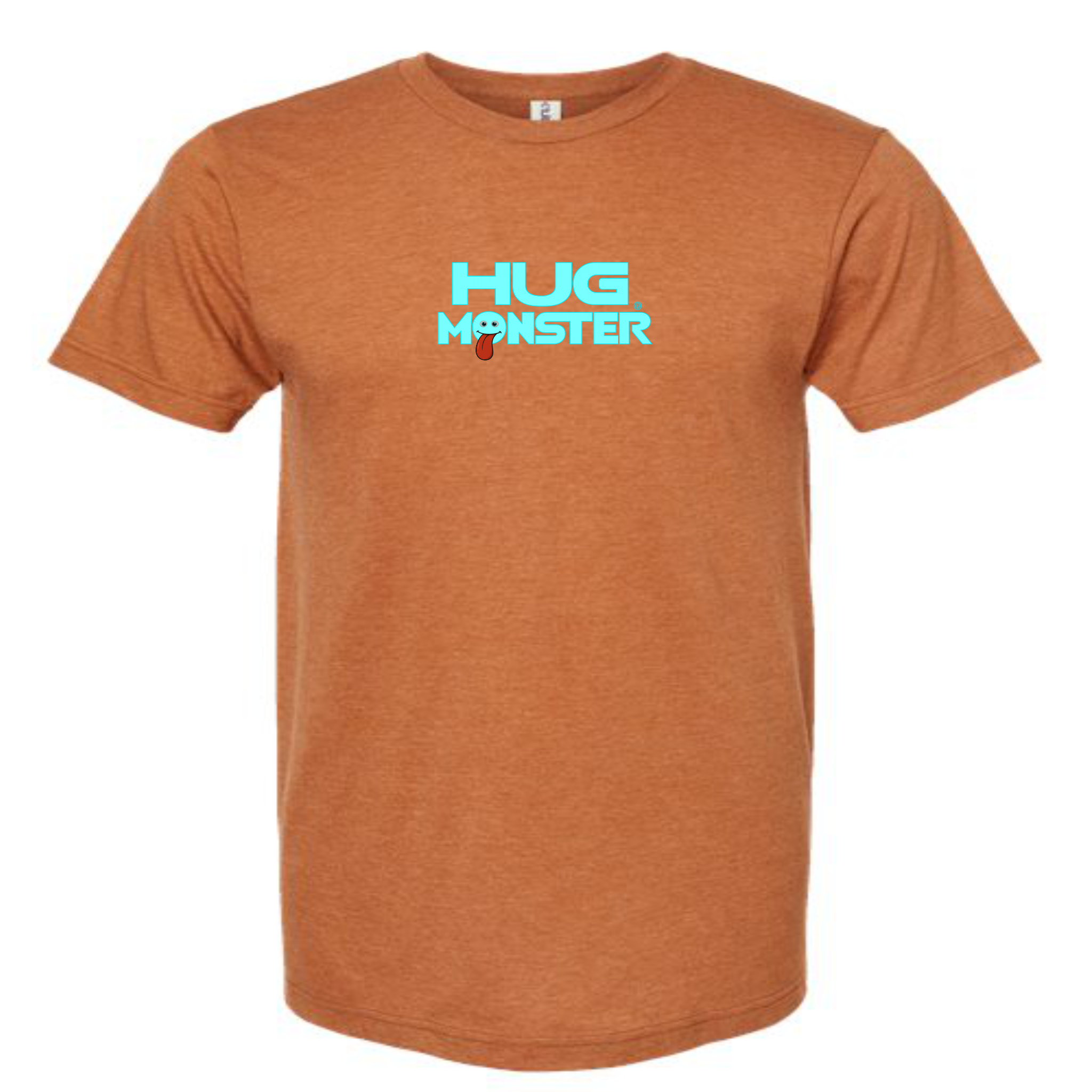 Hug Monster Classic Smile T-Shirt - Positive Message Graphic Tee in Heather Rust – Front View