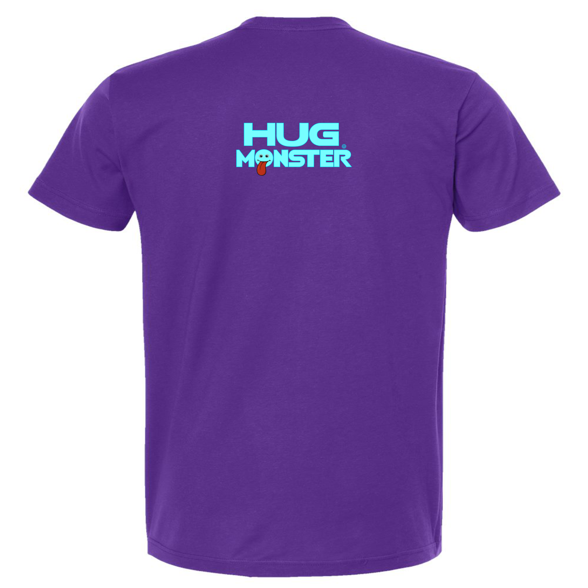 Hug Monster Classic Smile T-Shirt - Positive Message Graphic Tee in Purple – Back View