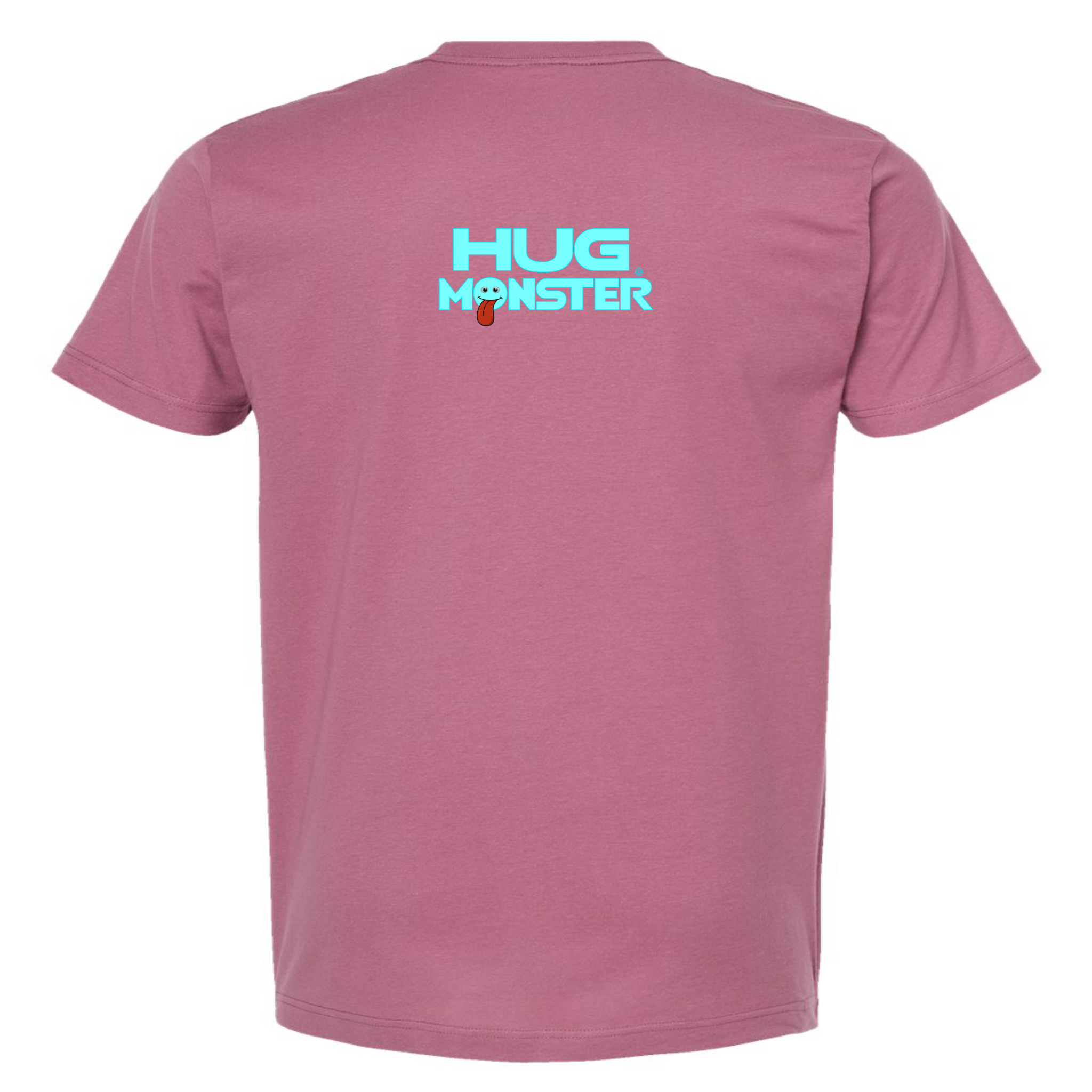 Hug Monster Classic Smile T-Shirt - Positive Message Graphic Tee in Soft Dusty Rose Pink – Back View