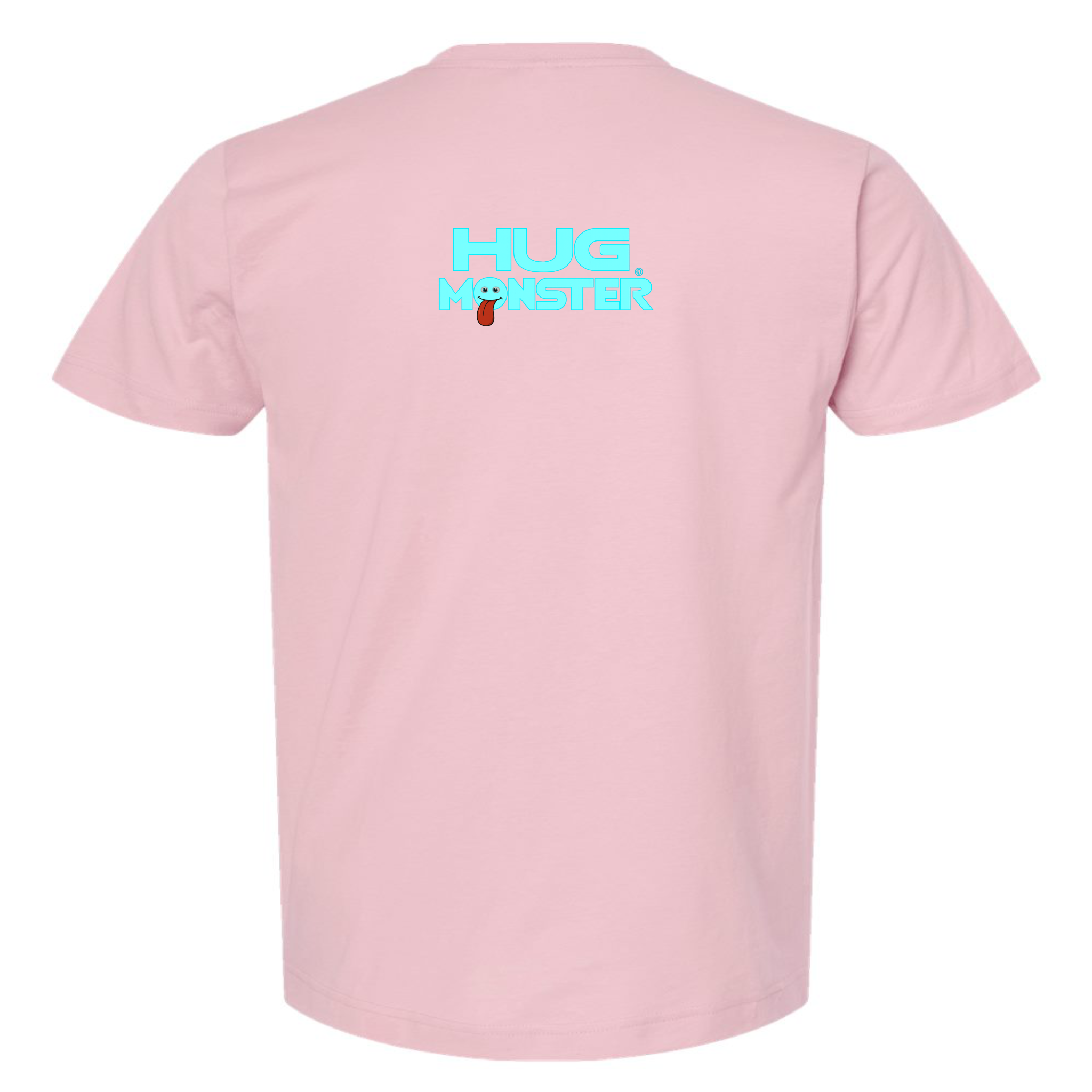 Hug Monster Classic Smile T-Shirt - Positive Message Graphic Tee in Soft Pink – Back View