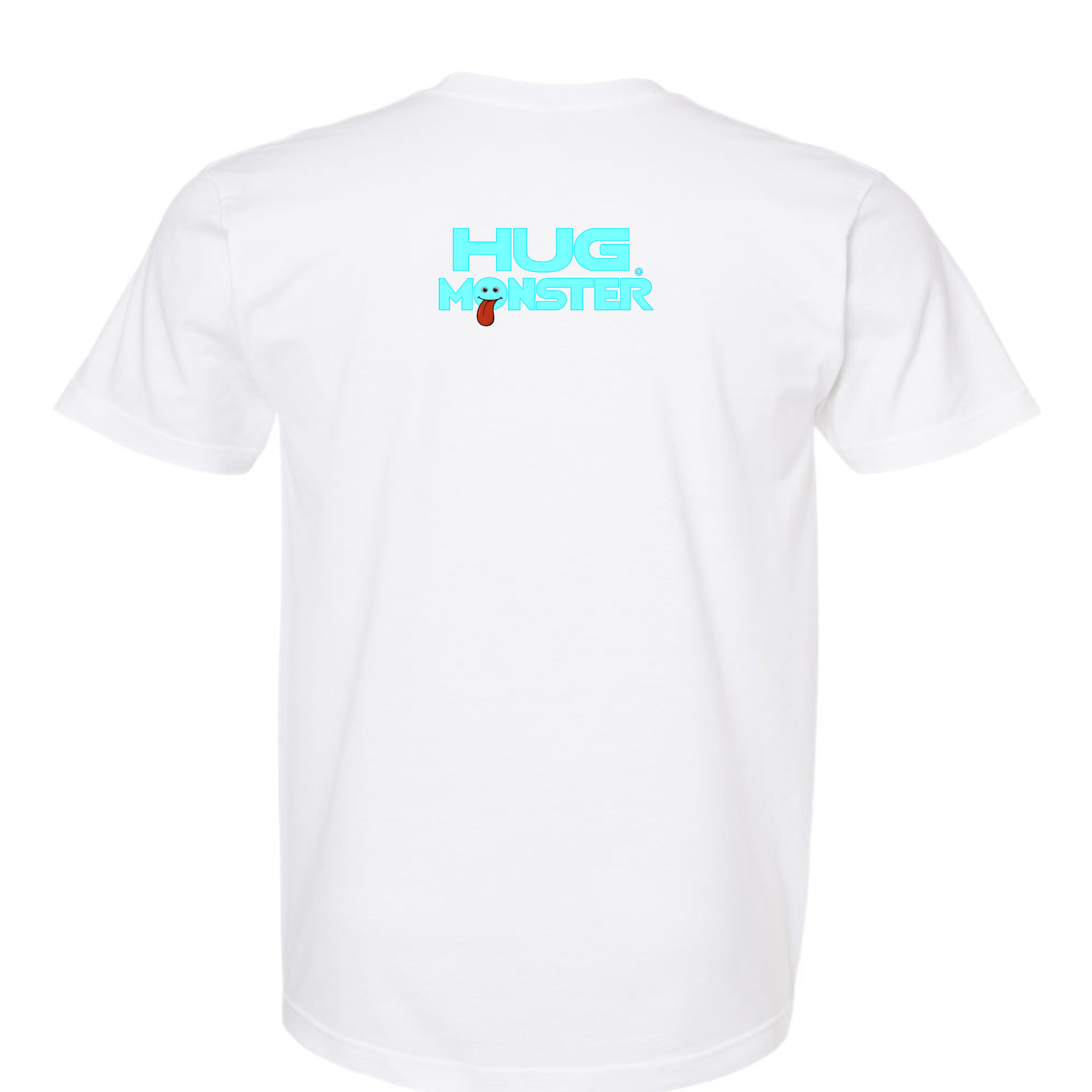 Hug Monster Classic Smile T-Shirt - Positive Message Graphic Tee in White – Back View
