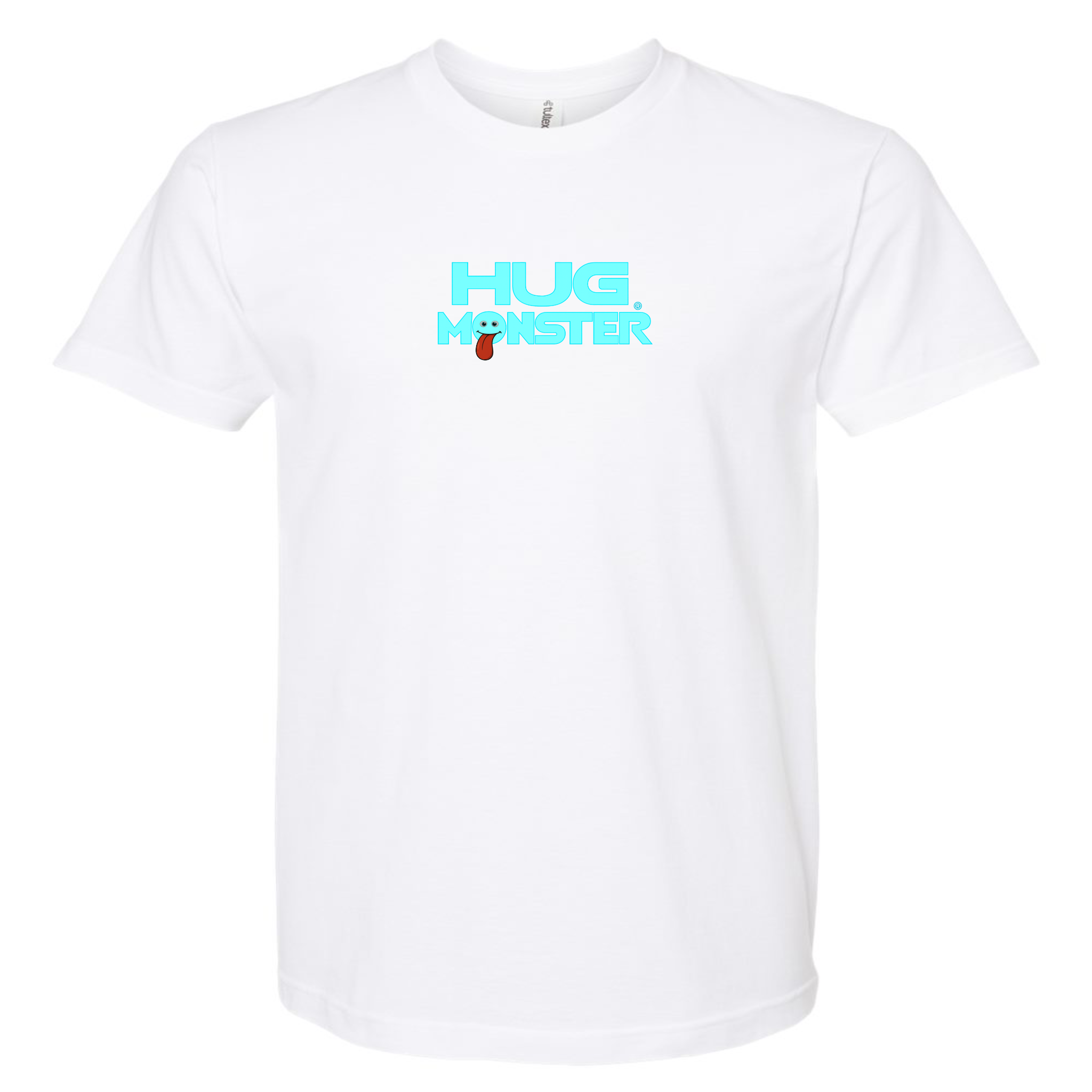 Hug Monster Classic Smile T-Shirt - Positive Message Graphic Tee in White – Front View