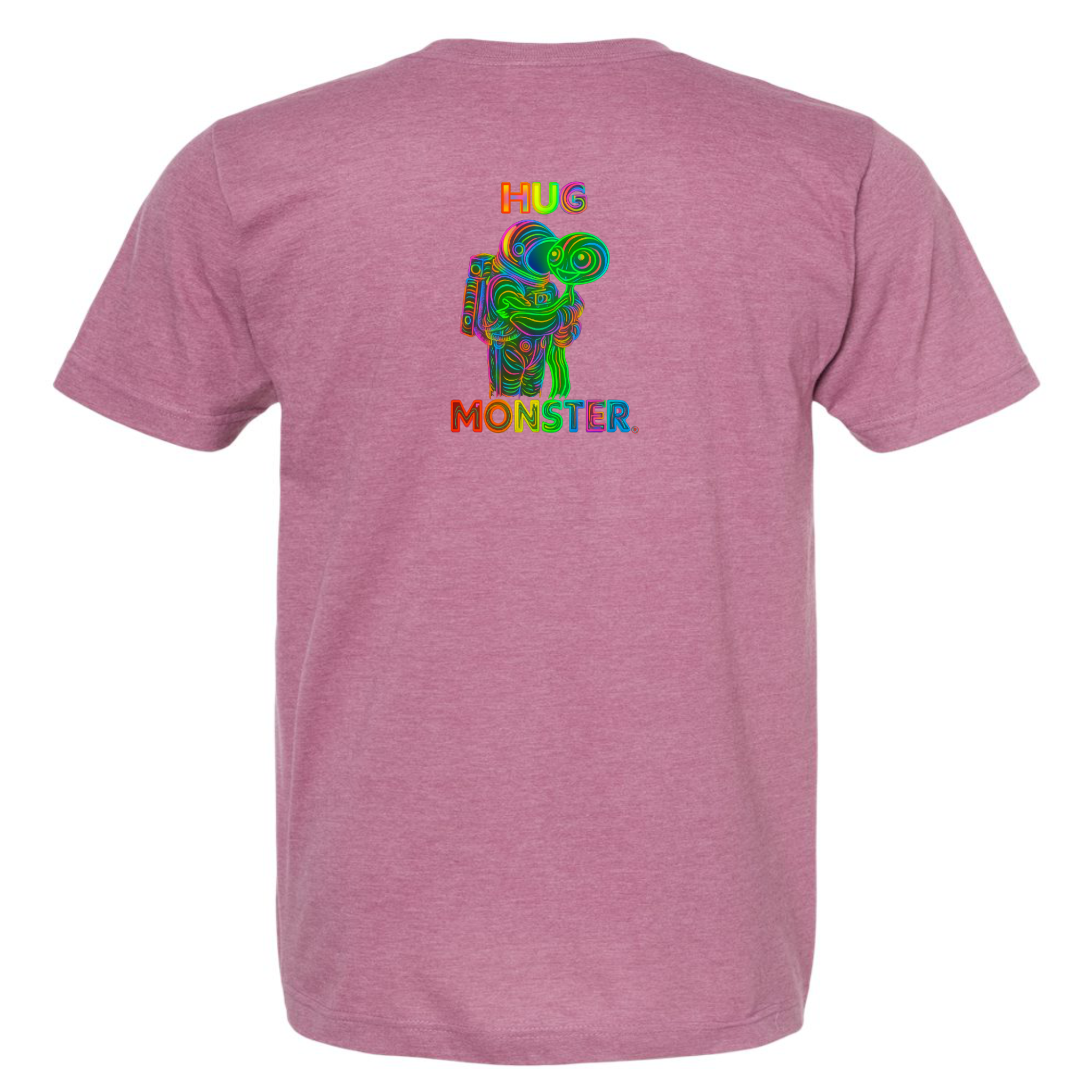 Hug Monster Digital Rainbow Chaos Astronaut and Alien Hug in Heather Dusty Rose Pink – Back View