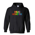 Hug Monster Digital Rainbow Chaos graphic hoodie in Black cozy fleece positive message sweatshirt