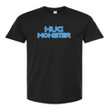 Hug Monster Electric Grid (Blue Logo) - Positive Message Graphic Tee in Black – Front View