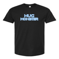 Hug Monster Electric Grid (Chalk Blue Logo) - Positive Message Graphic Tee in Black – Front View