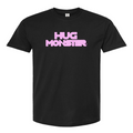 Hug Monster Electric Grid (Chalk Pink Logo) - Positive Message Graphic Tee in Black – Front View