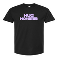 Hug Monster Electric Grid (Chalk Violet Logo) - Positive Message Graphic Tee in Black – Front View