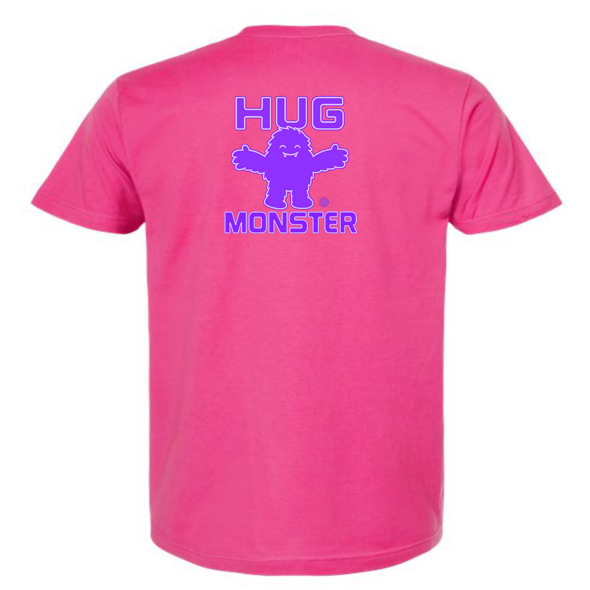 Hug Monster Giant Retro Monster Hugs (Purple Logo) T-Shirt - Positive Message Graphic Tee