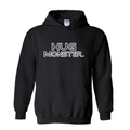 Hug Monster Retro Grid White Outline graphic hoodie in Black cozy fleece positive message sweatshirt