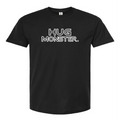 Hug Monster Retro Grid White Outline T-Shirt - Positive Message Graphic Tee in Black – Front View