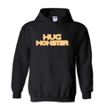 Hug Monster Electric Grid (Yellow Logo) graphic hoodie in Black cozy fleece positive message sweatshirt